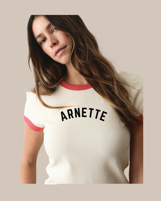 The Arnette T-Shirt, Cream & Poppy